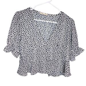 ARRAY WOMEN'S BLUE & WHITE CROP TOP SIZE LARGE